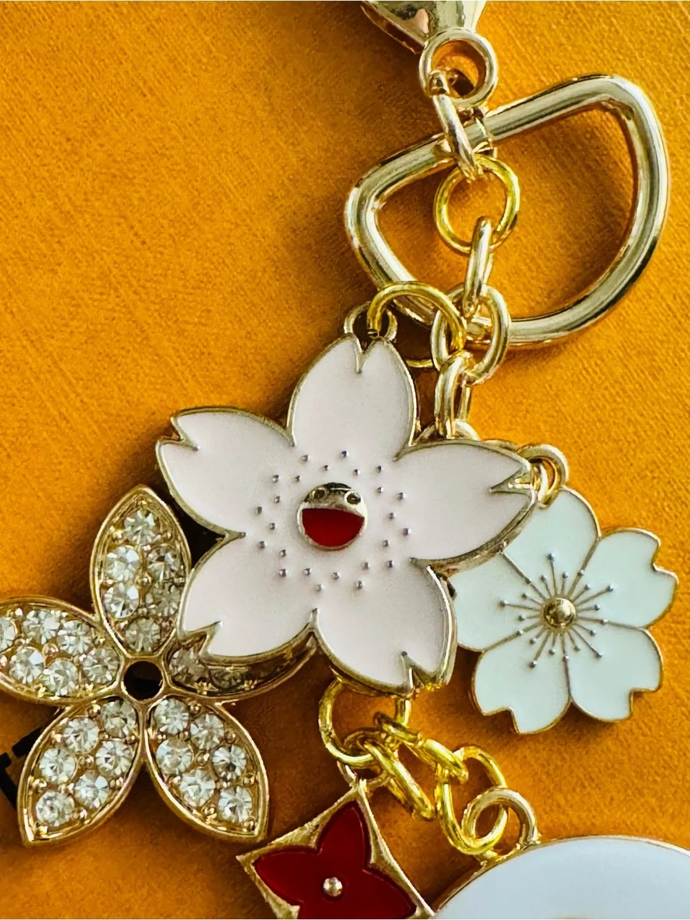 LV RARE Murakami Stamped Hardware & Fashion Accents on Gold Key Chain/Bag Charm
